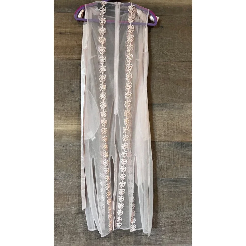 Simone Rocha pale pink ribbon-trimmed sleeveless midi dress size US 0 NWOT - Picture 9 of 11